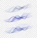 Set abstract color smoke wave. Transparent smooth Vector lines. Royalty Free Stock Photo