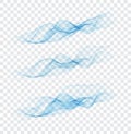 Set abstract color smoke wave. Transparent smooth Vector lines. Royalty Free Stock Photo