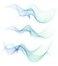 Set abstract color smoke wave. Transparent smooth Vector lines. Royalty Free Stock Photo