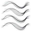 Set abstract color smoke wave. Transparent wave. Abstract smooth Vector lines. Royalty Free Stock Photo