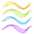 Set abstract color smoke wave. Transparent wave. Abstract smooth Vector lines.