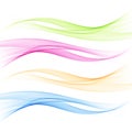 Set of abstract color wave. Color smoke wave. Transparent color wave. Blue, pink, orange, green color. Wavy design Royalty Free Stock Photo