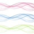 Set of abstract color wave. Color smoke wave. Transparent color wave. Blue, pink, red color.