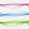 Set of abstract color wave. Color smoke wave. Transparent color wave. Royalty Free Stock Photo