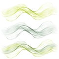 Set abstract color wave. Color smoke wave. Transparent wave. Abstract smooth wave vector. Smoke green wave.