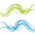 Set Abstract color wave design element. Blue and green wave. Royalty Free Stock Photo