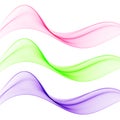 Set of abstract color wave smoke transparent blue pink green wavy design Royalty Free Stock Photo