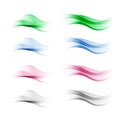 Set of abstract color wave smoke transparent blue pink green wavy design Royalty Free Stock Photo