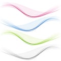 Set of abstract color wave smoke transparent blue pink green wavy design Royalty Free Stock Photo