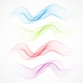 Set of abstract color wave smoke transparent blue pink green wavy