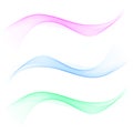 Set of abstract color wave smoke transparent blue pink green wavy design Royalty Free Stock Photo