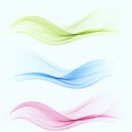 Set of abstract color wave smoke transparent blue,pink, green wavy design Royalty Free Stock Photo