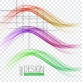 Set of abstract color wave smoke transparent blue pink green wavy design vector Royalty Free Stock Photo