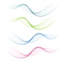 Set of abstract color wave smoke transparent blue pink green wavy, design element Royalty Free Stock Photo