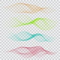 Set of abstract color wave smoke transparent blue pink orange green wavy design purple. Royalty Free Stock Photo