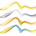 Set of abstract color wave smoke transparent blue pink orange green wavy design Royalty Free Stock Photo