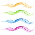 Set of abstract color wave. Color smoke wave. Transparent color wave. Blue, pink, orange, red color. Wavy design.Vector Royalty Free Stock Photo