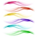 Set of abstract color wave smoke transparent blue pink yellow red green wavy design purple Royalty Free Stock Photo