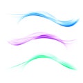 Set of abstract color wave smoke transparent blue purple green wavy design Royalty Free Stock Photo