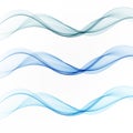 Set abstract color wave smoke transparent smooth. Vector blue lines. Royalty Free Stock Photo