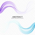 Set abstract color wave smoke transparent smooth vector blue lines Royalty Free Stock Photo