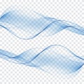 Set abstract color wave smoke transparent smooth vector blue lines Royalty Free Stock Photo