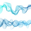 Set abstract color wave smoke transparent smooth vector blue lines. eps 10 Royalty Free Stock Photo