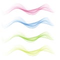 Set abstract color wave smoke transparent smooth vector color lines Royalty Free Stock Photo