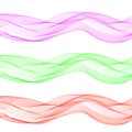 set abstract color wave smoke transparent smooth vector green, red, pink lines. eps10 Royalty Free Stock Photo