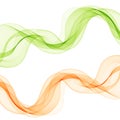 set abstract color wave smoke transparent smooth vector orange and green lines. eps 10 Royalty Free Stock Photo