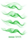 Set abstract color wave transparent green vector curve flow motion illustration smoke design lines Royalty Free Stock Photo