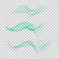 Set abstract color wave transparent green vector curve flow motion illustration smoke design lines Royalty Free Stock Photo