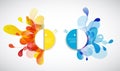 Set of abstract colored flower background with circles.