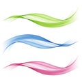 Set of abstract colored waves.Blue,green and pink wave.