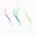 Set of abstract colored waves.Color smoke wave.Transparent color wave.Blue, green, pink.Wavy design. Royalty Free Stock Photo