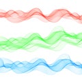 Set of abstract colored waves. Red, green, blue waves. eps 10