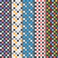 Set of abstract colorful checkered seamless patterns