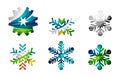 Set of abstract colorful snowflake logo icons