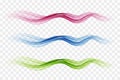 Set of abstract colors wave smoke transparent blue, pink, green color.Wavy divider design Royalty Free Stock Photo