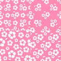 Set Abstract Cotton flower Seamless pattern. Flat style on cute pink girly background. Vector illustration. Royalty Free Stock Photo