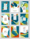 Set of abstract covers with inscriptions on a white background. Vertical rectangle. Vector illustration.