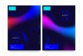 Set abstract creative posters for a creative event. Standard A3 vertical format with blue colour. Template futuristic cover. Flat Royalty Free Stock Photo