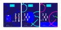 Set abstract creative posters for a creative event. Standard A3 vertical format with blue colour. Template futuristic cover. Flat Royalty Free Stock Photo