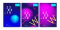Set abstract creative posters for a creative event. Standard A3 vertical format with blue colour. Template futuristic cover. Flat Royalty Free Stock Photo