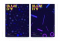 Set abstract creative posters for a creative event. Standard A3 vertical format with blue colour. Template futuristic cover. Flat Royalty Free Stock Photo