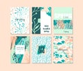 Set of abstract creative Spring cards. Fresh colors.