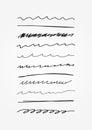 Set of abstract curved lines. Doodle, sketch, scribble. Underline drawn by hand.