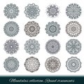 Set of abstract design element. Round mandalas in vector.