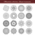 Set of abstract design element. Round mandalas in vector. Graphic template for your design. Decorative retro ornament. Hand drawn Royalty Free Stock Photo