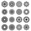 Set of abstract design element. Round mandalas in vector. Graphic template for your design. Decorative retro ornament. Hand drawn Royalty Free Stock Photo